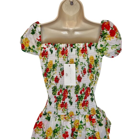 Caroline Constas Malta shirred tiered White floral-print Dress NWT - Size S - Picture 7 of 13